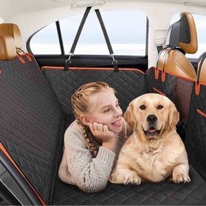Deluxe Black and Orange Dog Car Seat Cover